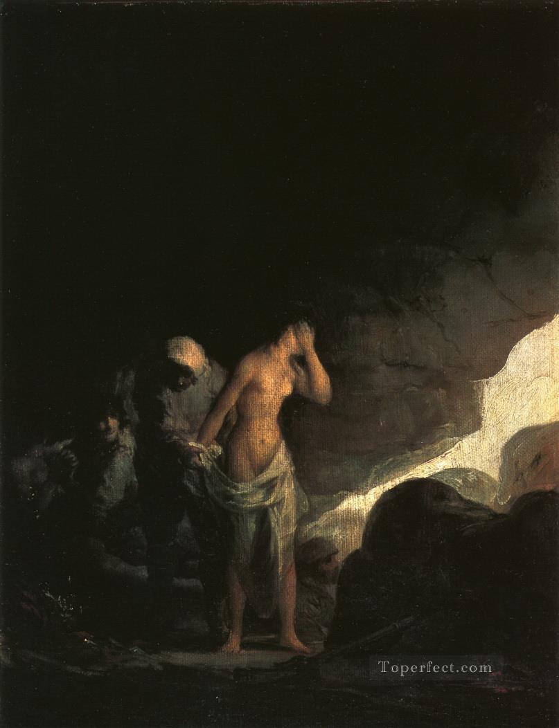Bandolero desnudando a una mujer Francisco de Goya Pintura al óleo